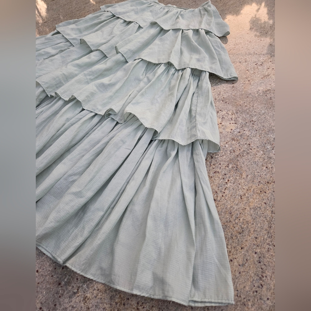 Tiered Maxi Skirt in Sage Green - Women's Flowing Maxi - Picture 5 of 13